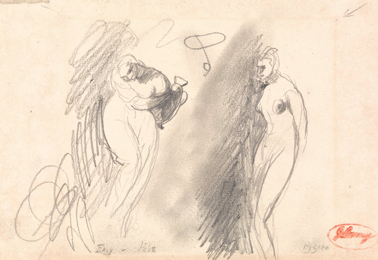 Zwei Skizzen einer nackten Frau von George Romney