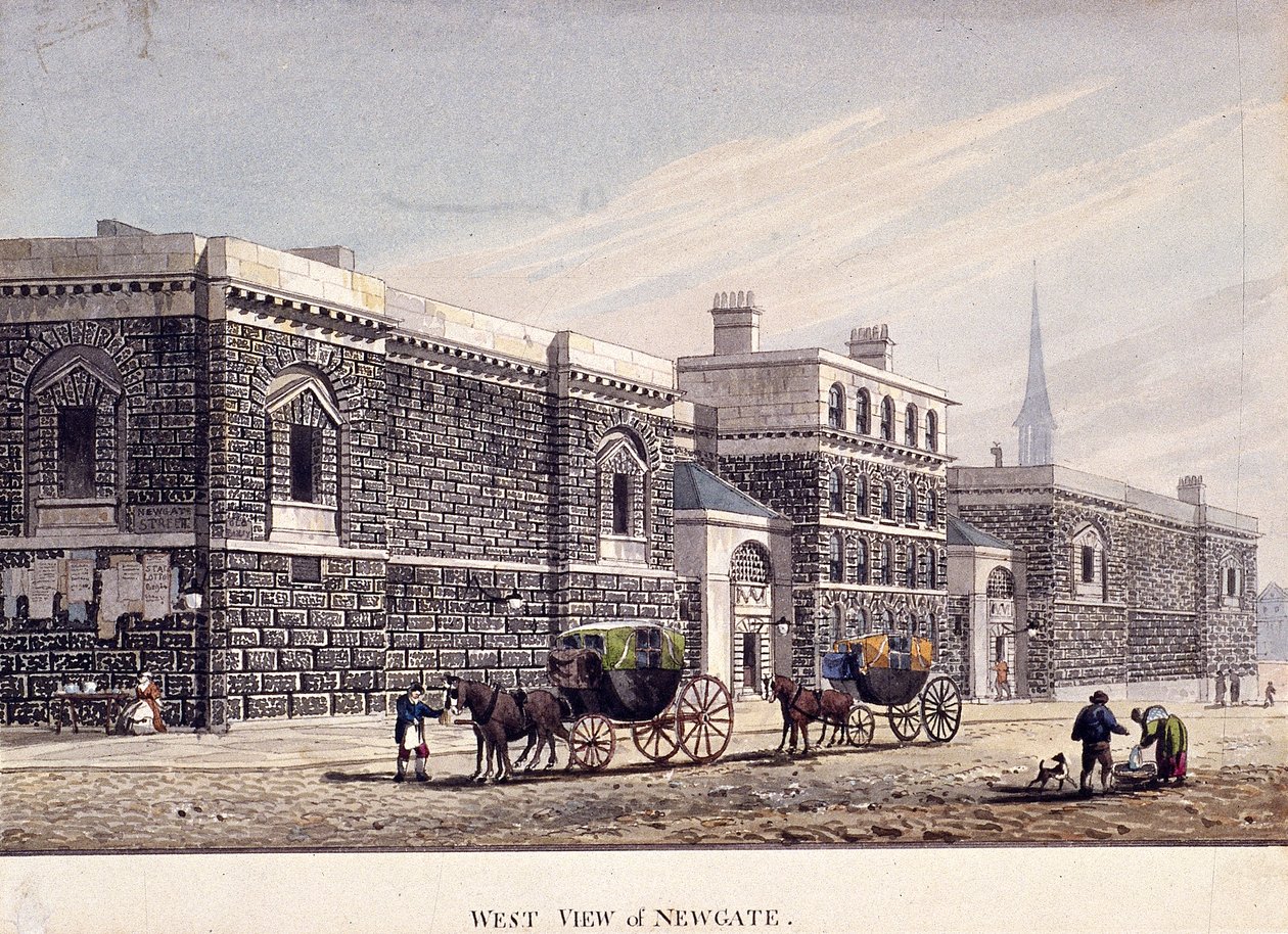 Newgate-Gefängnis, Old Bailey, London, ca. 1815 von George Shepherd