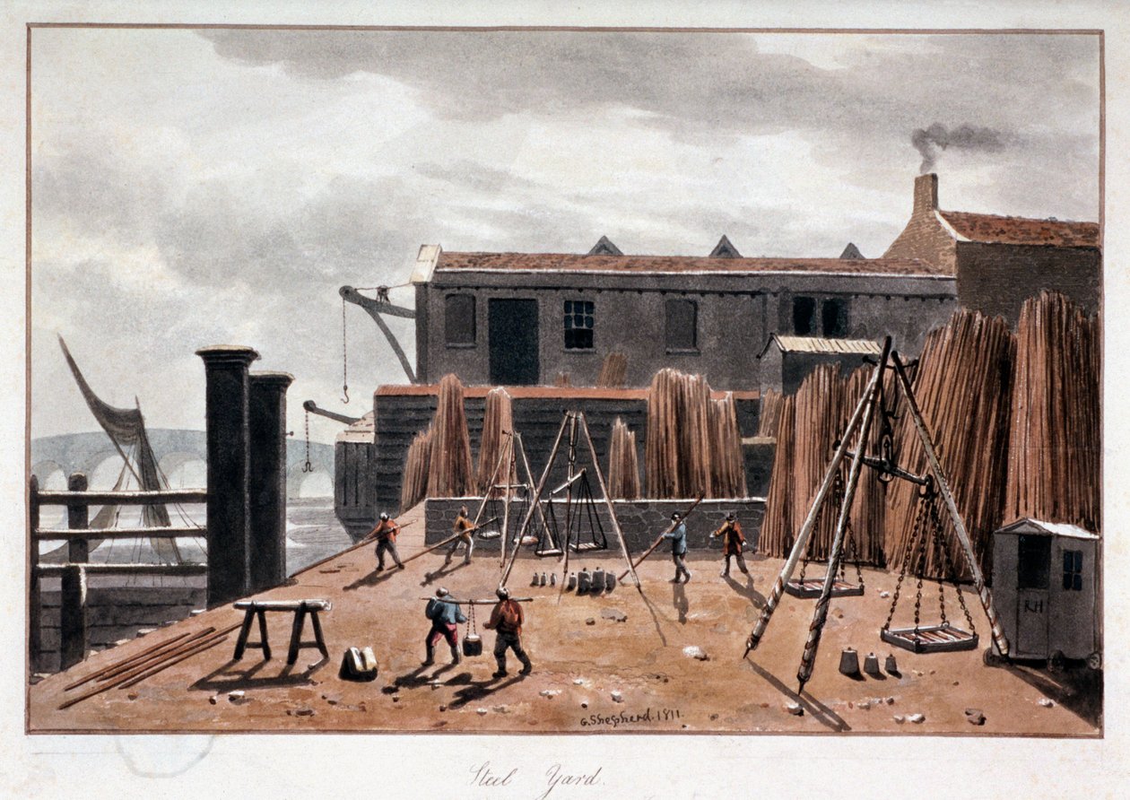 Blick auf Steelyard Wharf, London, 1811 von George Shepherd