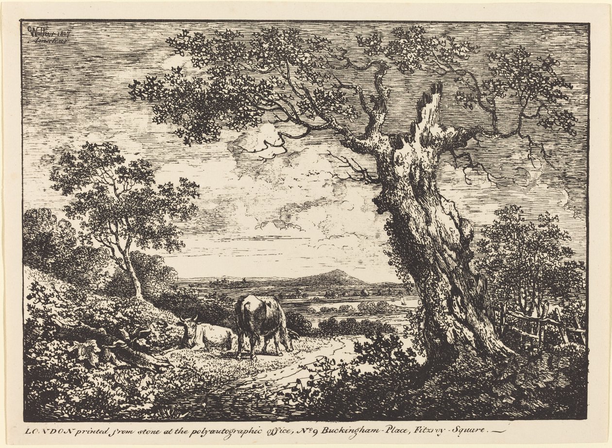 Landschaft mit zwei Kühen von George Walker