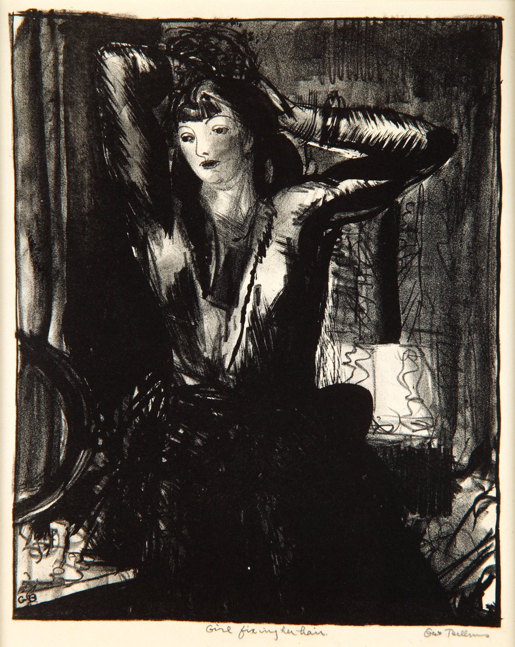 Mädchen, das ihr Haar richtet von George Wesley Bellows