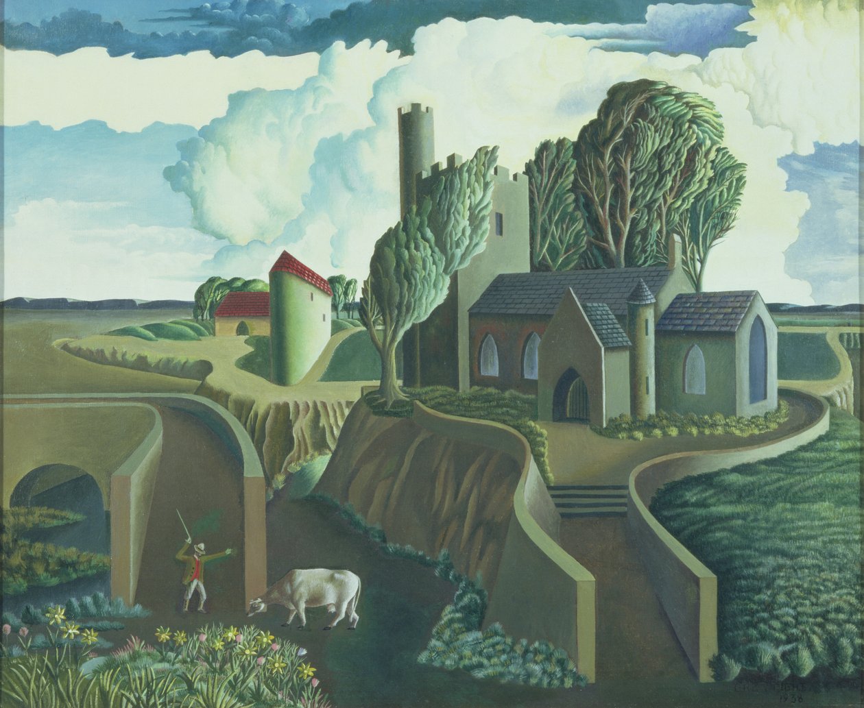 Eine Kirche auf dem Hügel, 1930er Jahre von George Wright
