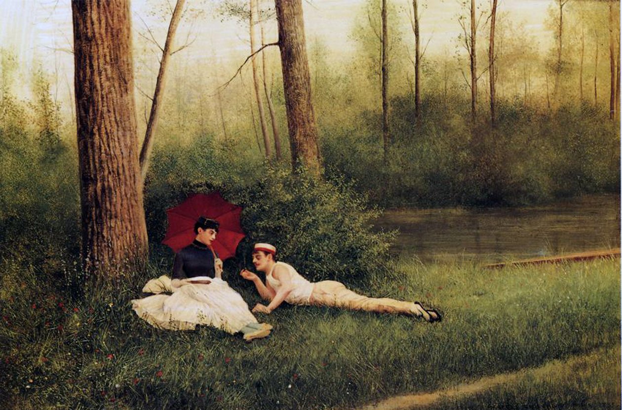 Eine Pause nach dem Bootfahren, 1885 von Georges Croegaert