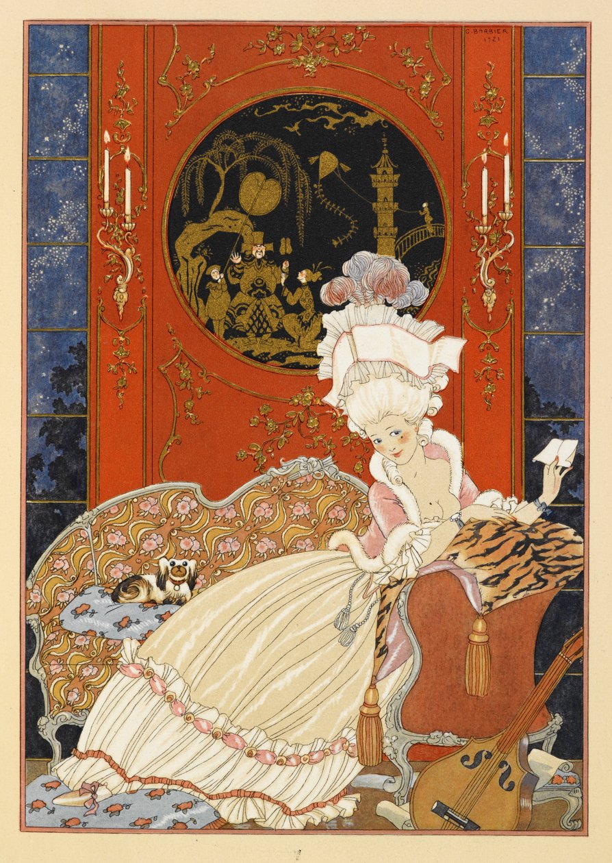 Brief. Eine Frau liest einen Brief. von Georges Barbier