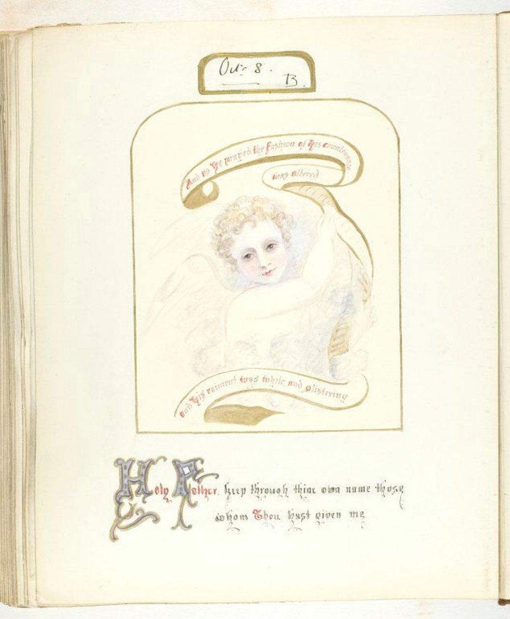 Ohne Titel [Cherub und religiöser Text], 1855-68 von Georgina Cowper