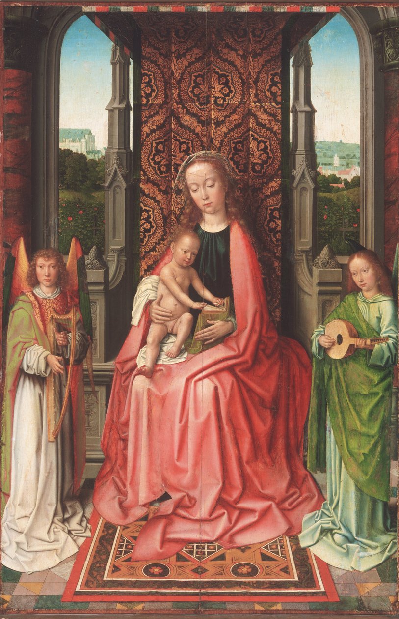 Thronende Jungfrau mit Kind und Engeln von Gerard David