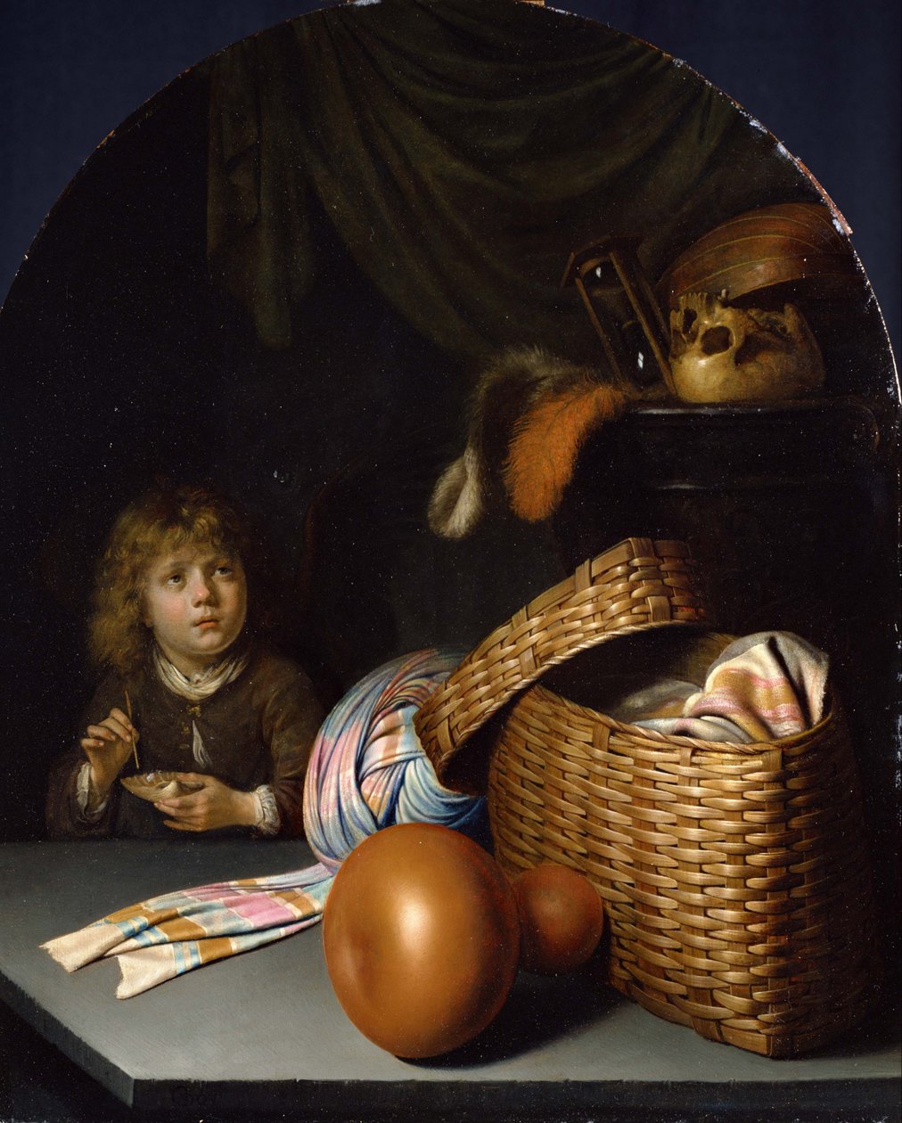 Stillleben mit einem Jungen, der Seifenblasen bläst von Gerrit Dou