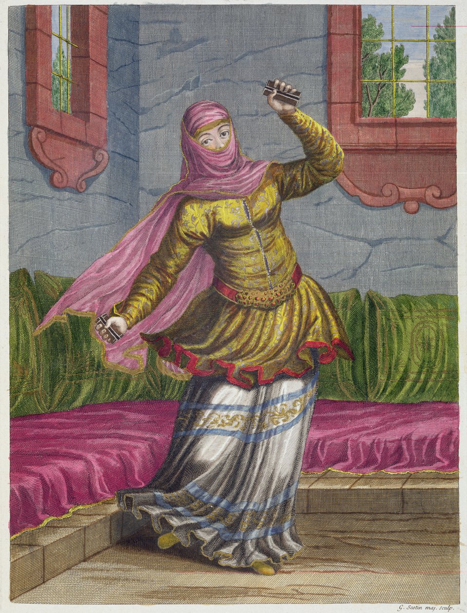 Tchinguis oder türkische Tänzerin, 18. Jahrhundert von Gerard Jean Baptiste Scotin