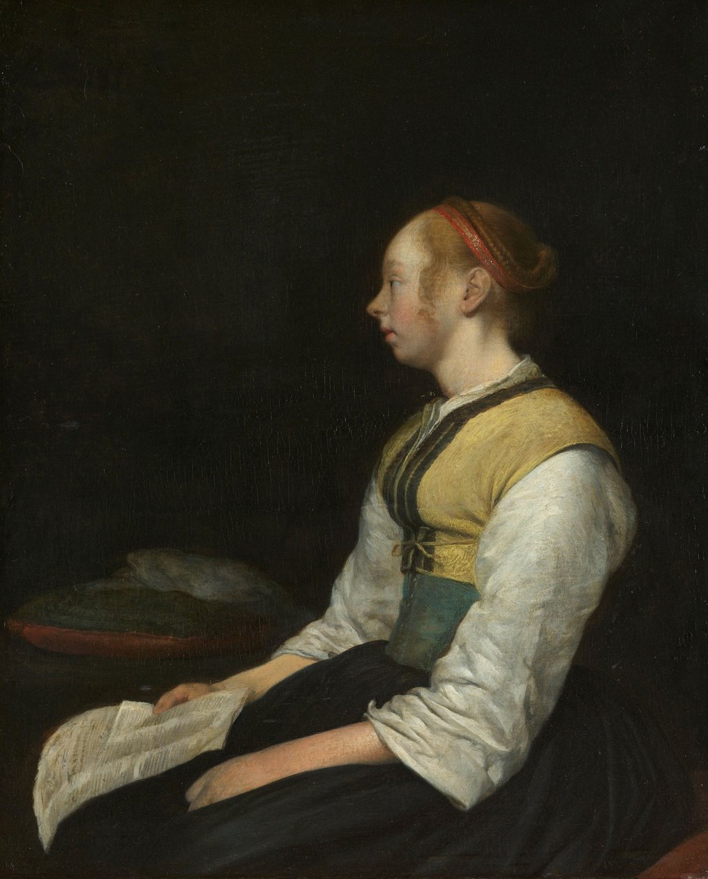 Sitzendes Mädchen in Bauerntracht von Gerard ter Borch