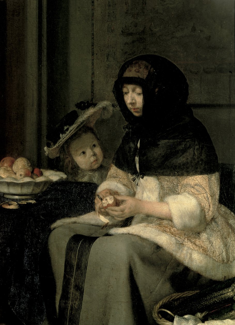 Der Apfelschäler (Detail) von Gerard ter Borch