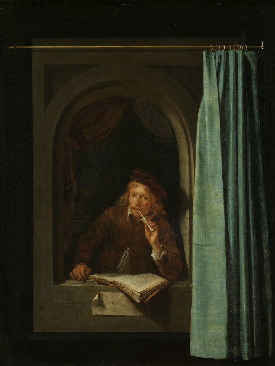 Mann, der eine Pfeife raucht von Gerrit Dou
