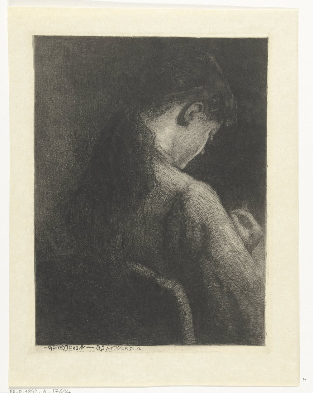 Sitzendes Mädchen, von hinten gesehen von Gerard Jan Bos