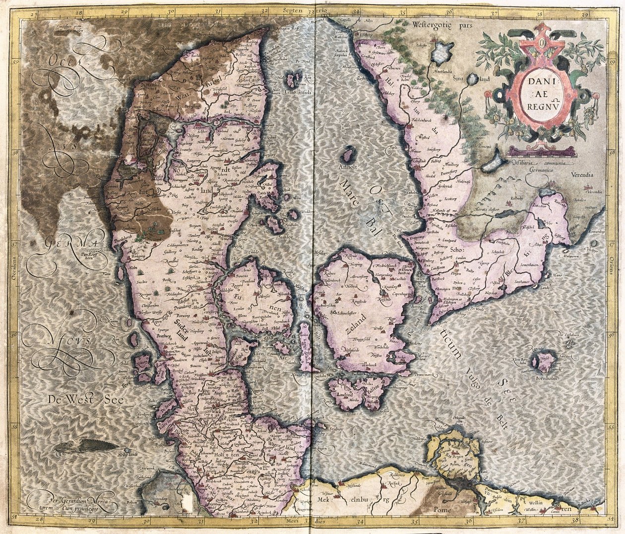 Dänemark (Gravur) von Gerardus Mercator