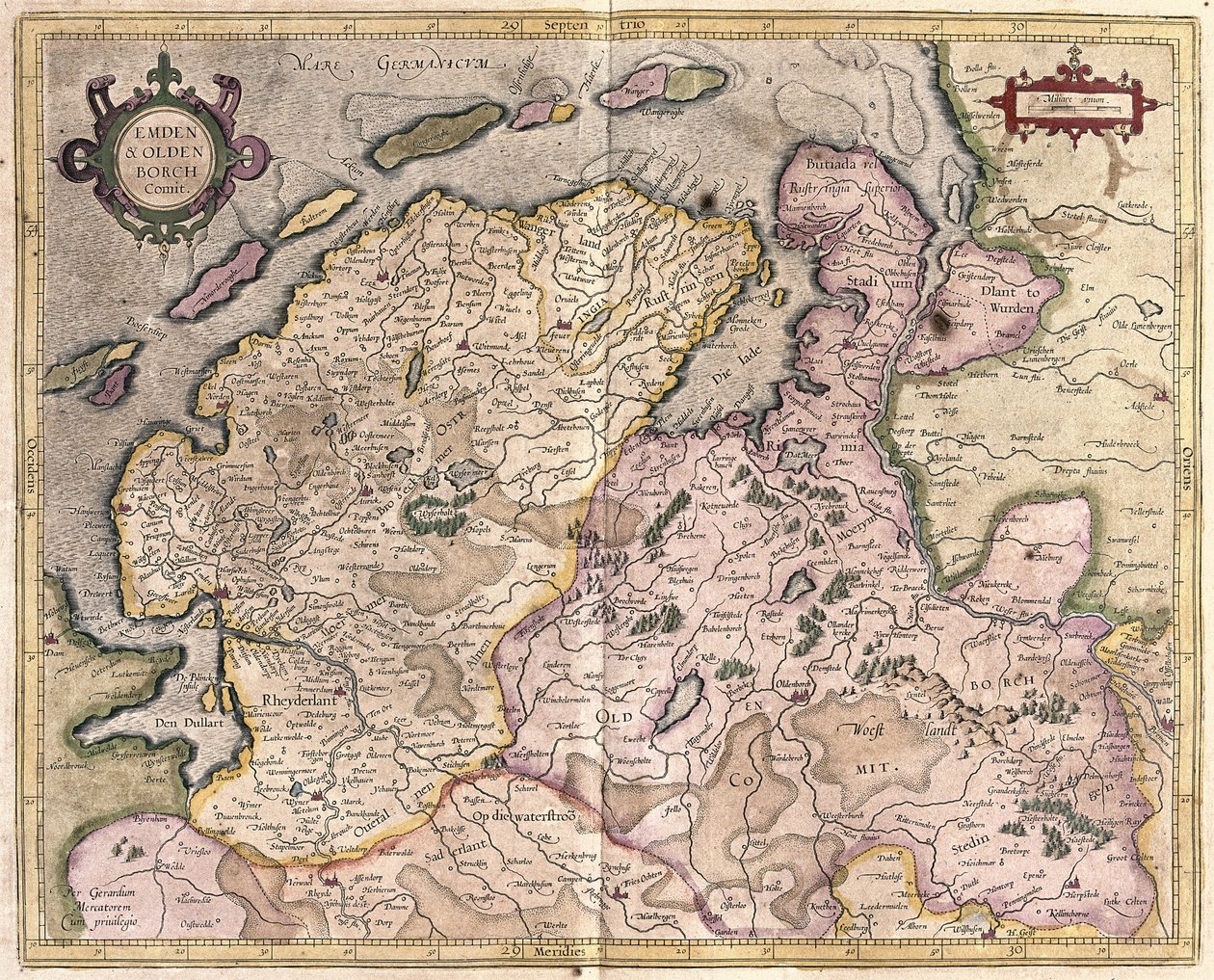 Emden und Oldenburg, Deutschland (Stich) von Gerardus Mercator