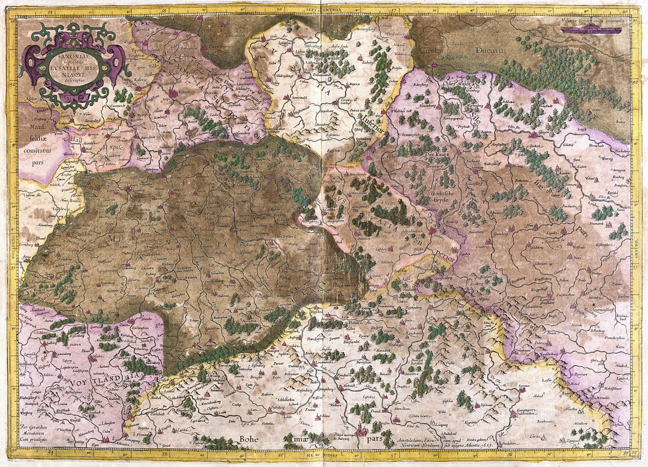 Deutschland, Tschechoslowakei und Polen (Stich) von Gerardus Mercator