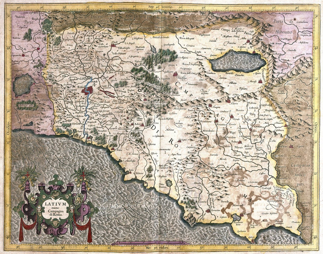 Latium, Italien (Stich) von Gerardus Mercator