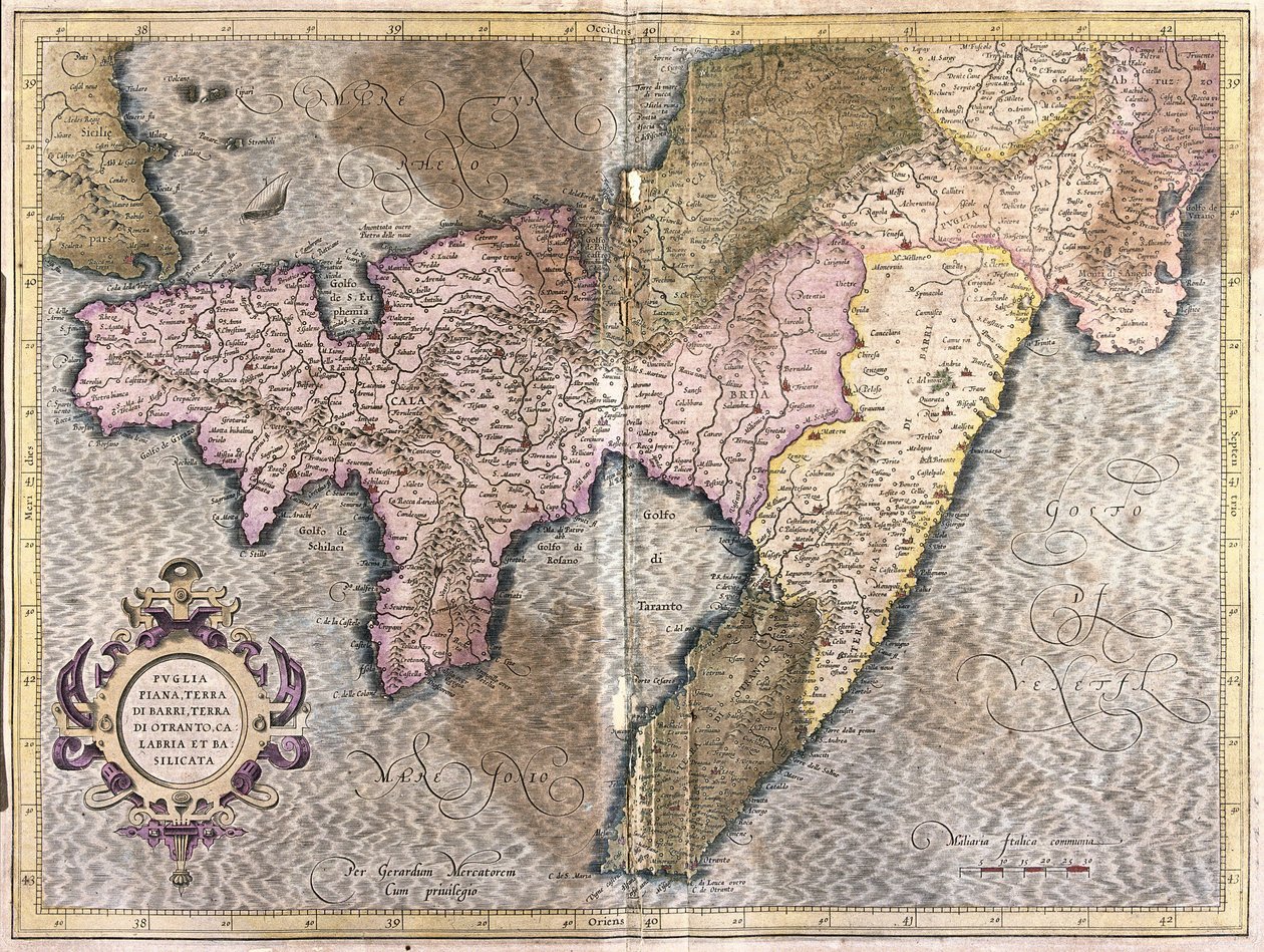 Apulien, Kalabrien und Basilikata, Italien (Stich) von Gerardus Mercator