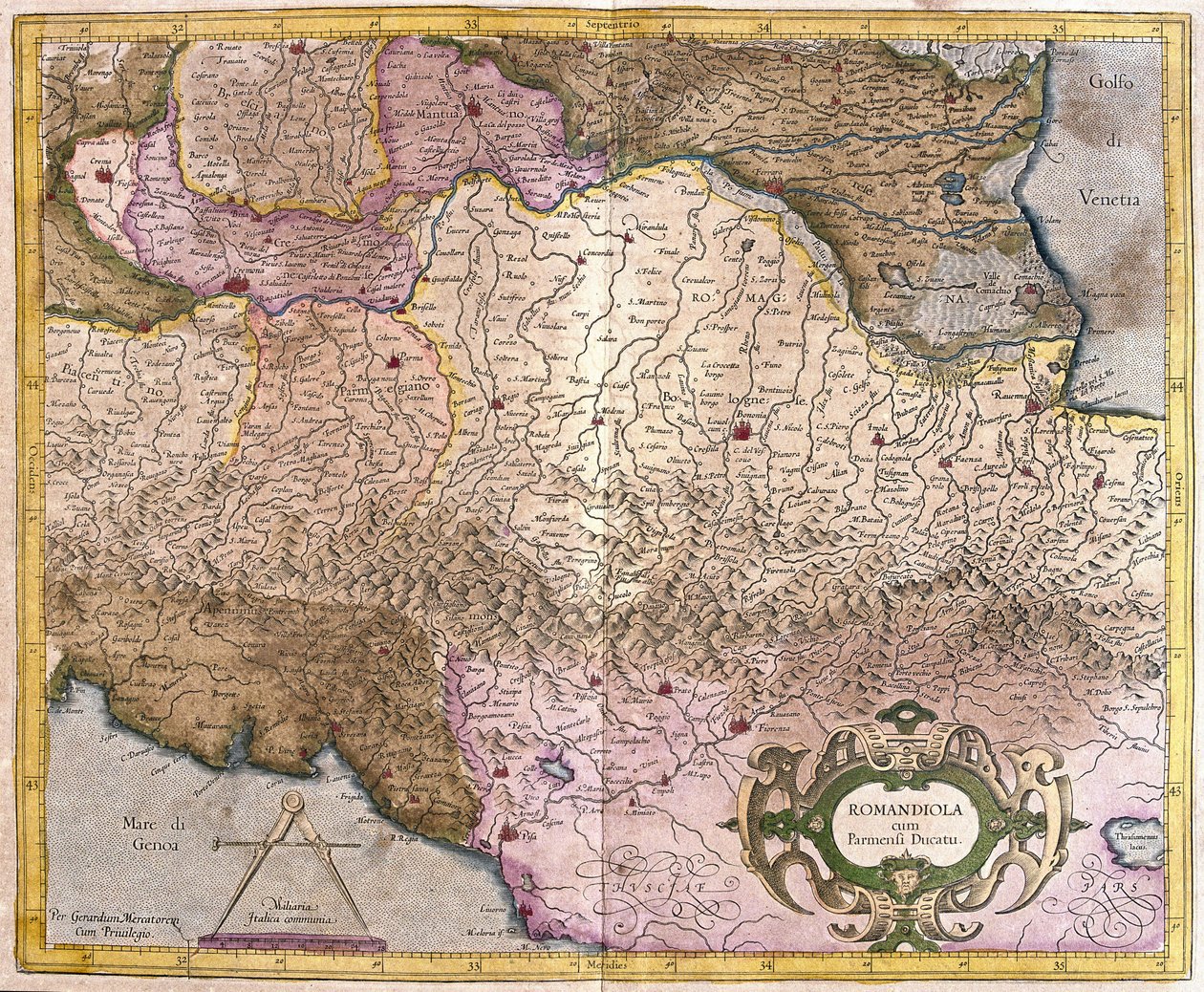 Romagna mit Parma, Italien (Gravur) von Gerardus Mercator