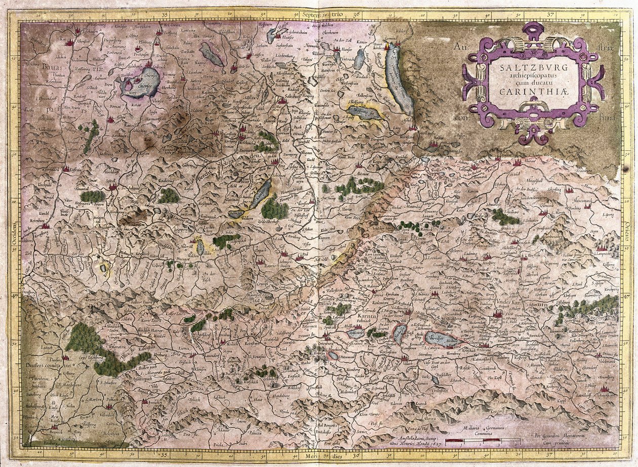 Salzburg und Kärnten, Österreich (Stich) von Gerardus Mercator