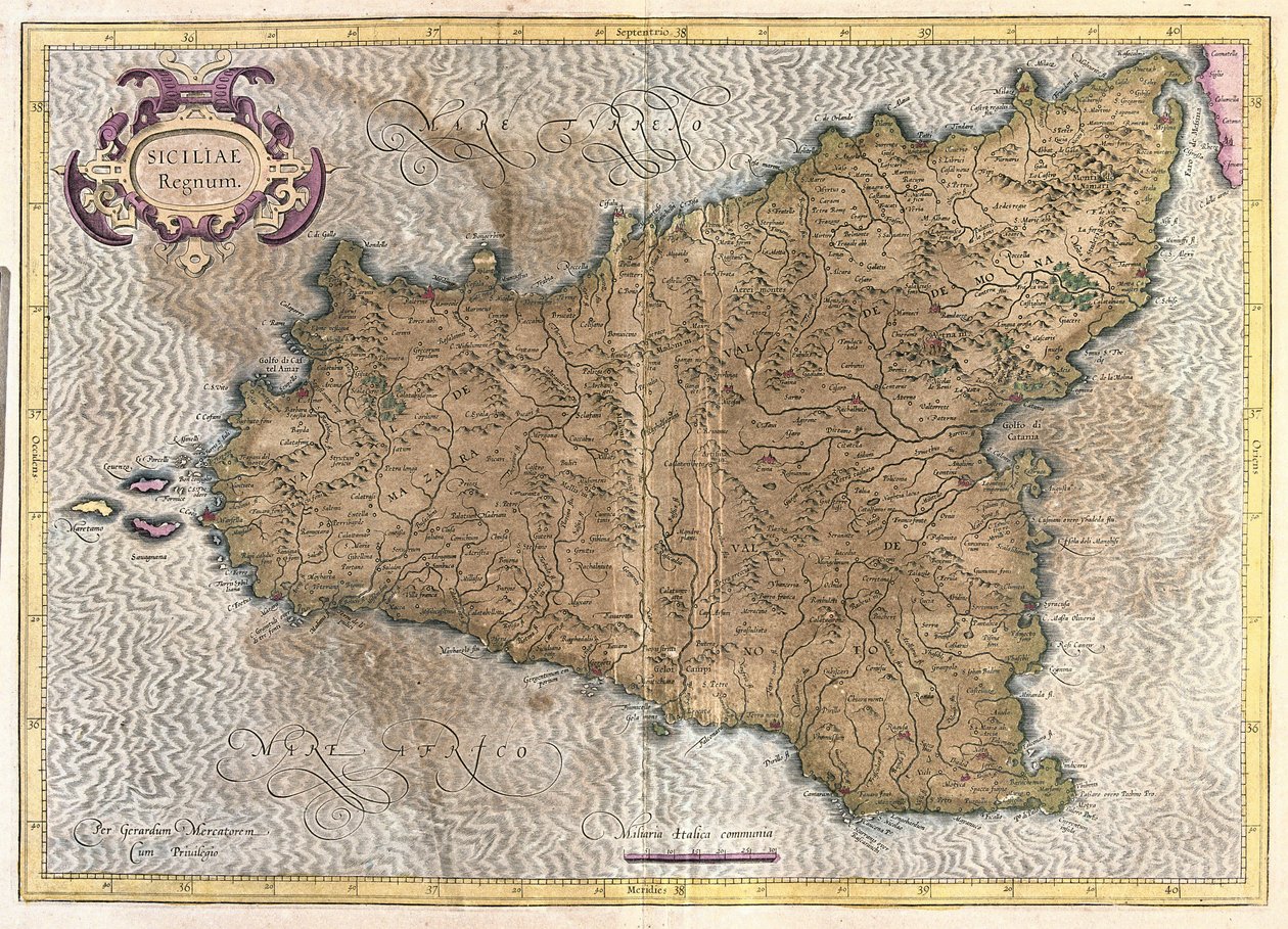 Sizilien, Italien (Stich) von Gerardus Mercator