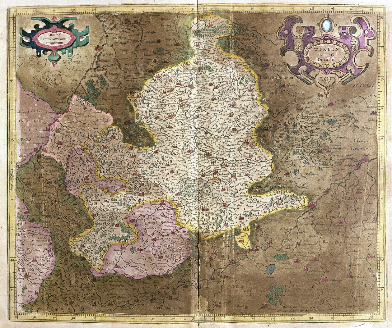 Württemberg, Süddeutschland von Gerardus Mercator