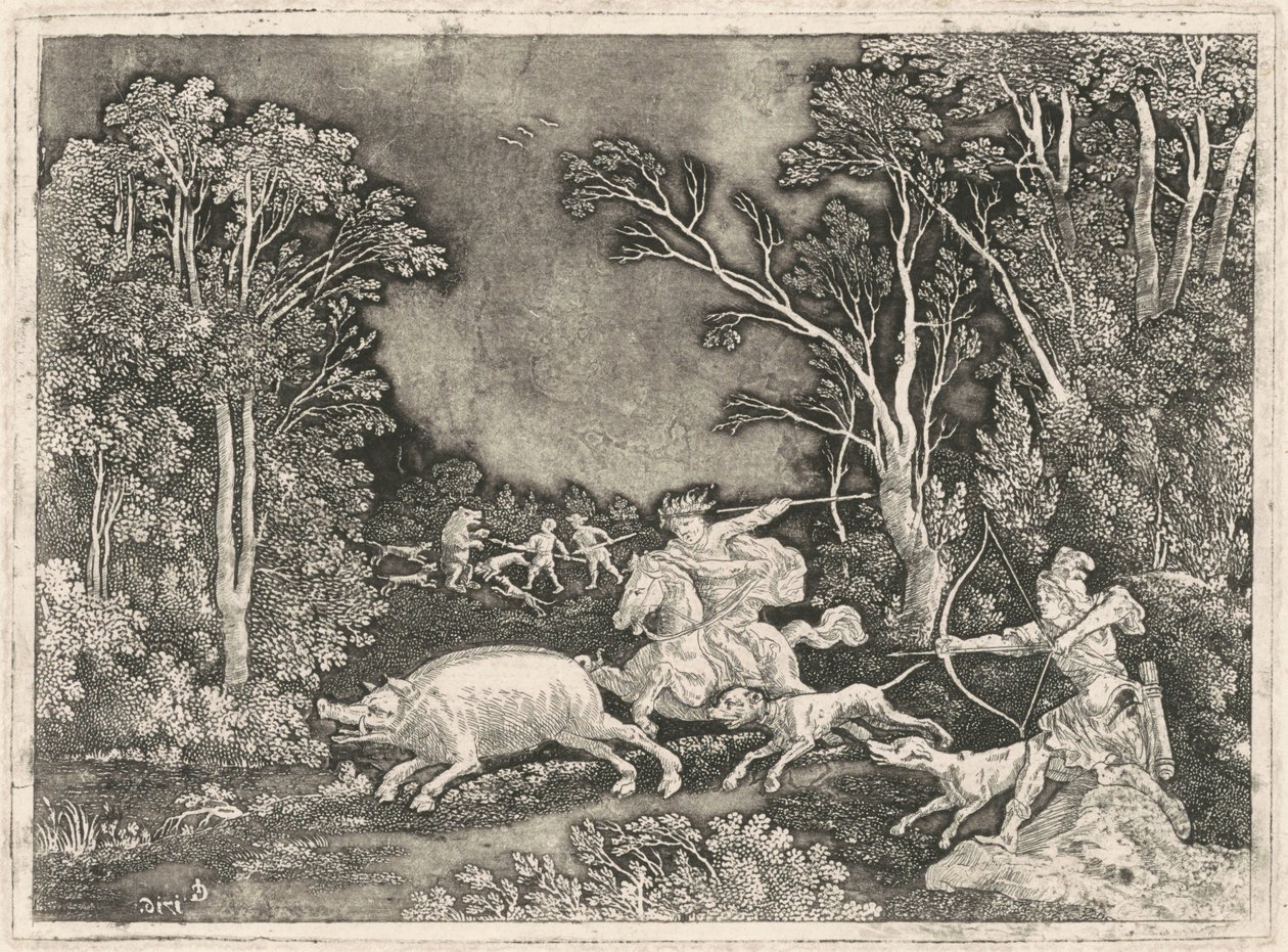 Antike Wildschweinjagd von Gerhard Janssen