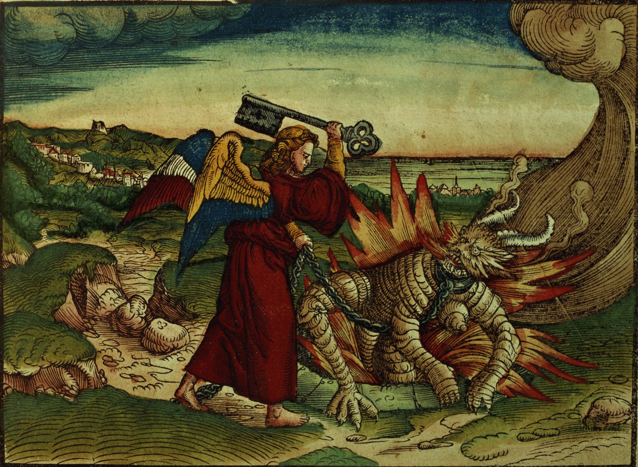 Offenbarung 20:18 Schlüssel des Abgrunds, 1. Ausgabe, aus der Lutherbibel, um 1530 von German School