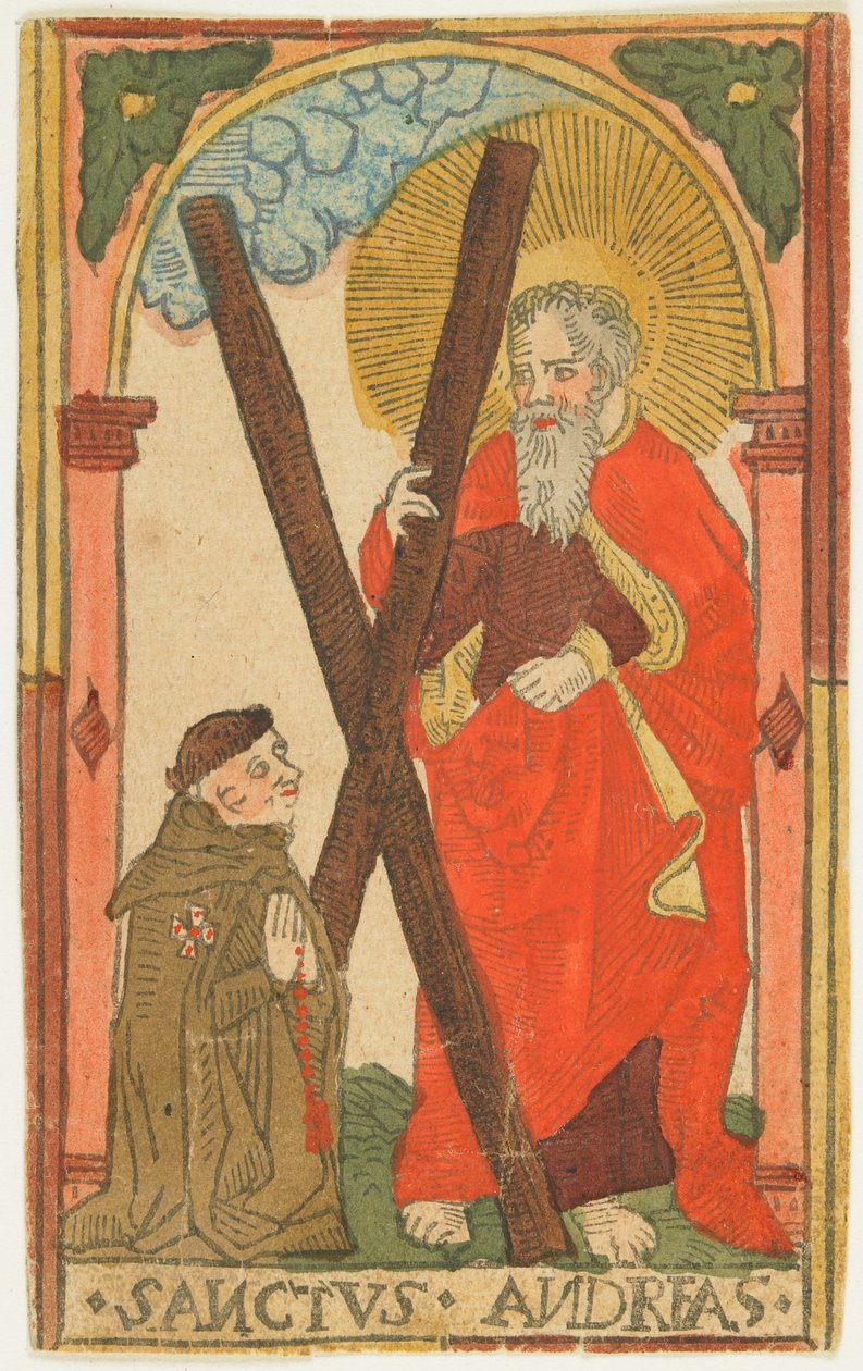St. Andreas mit einem Mönch (Elsass), um 1500 von German School