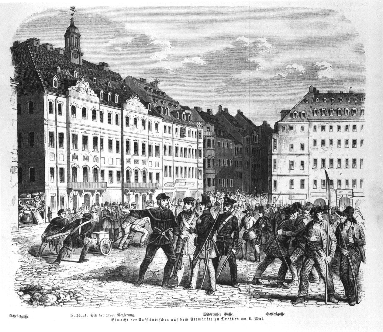 Aufstand in Dresden am 6. März 1848, Illustration aus 