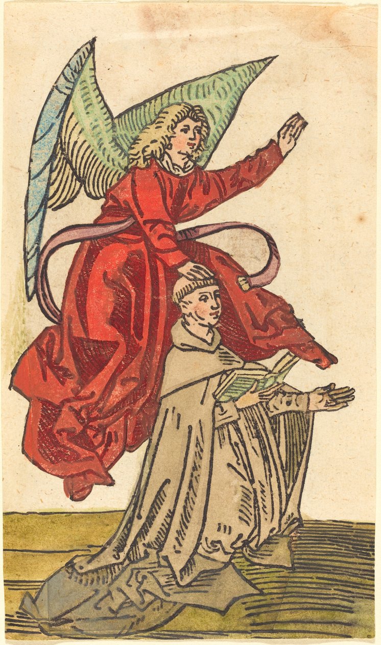 Ein Mönch mit einem Engel von German 15th Century