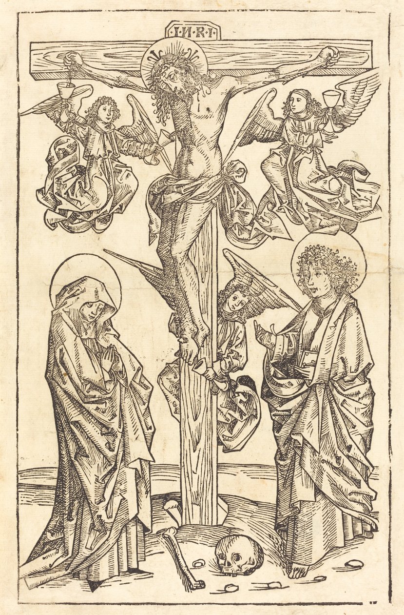 Christus am Kreuz mit Engeln von German 15th Century