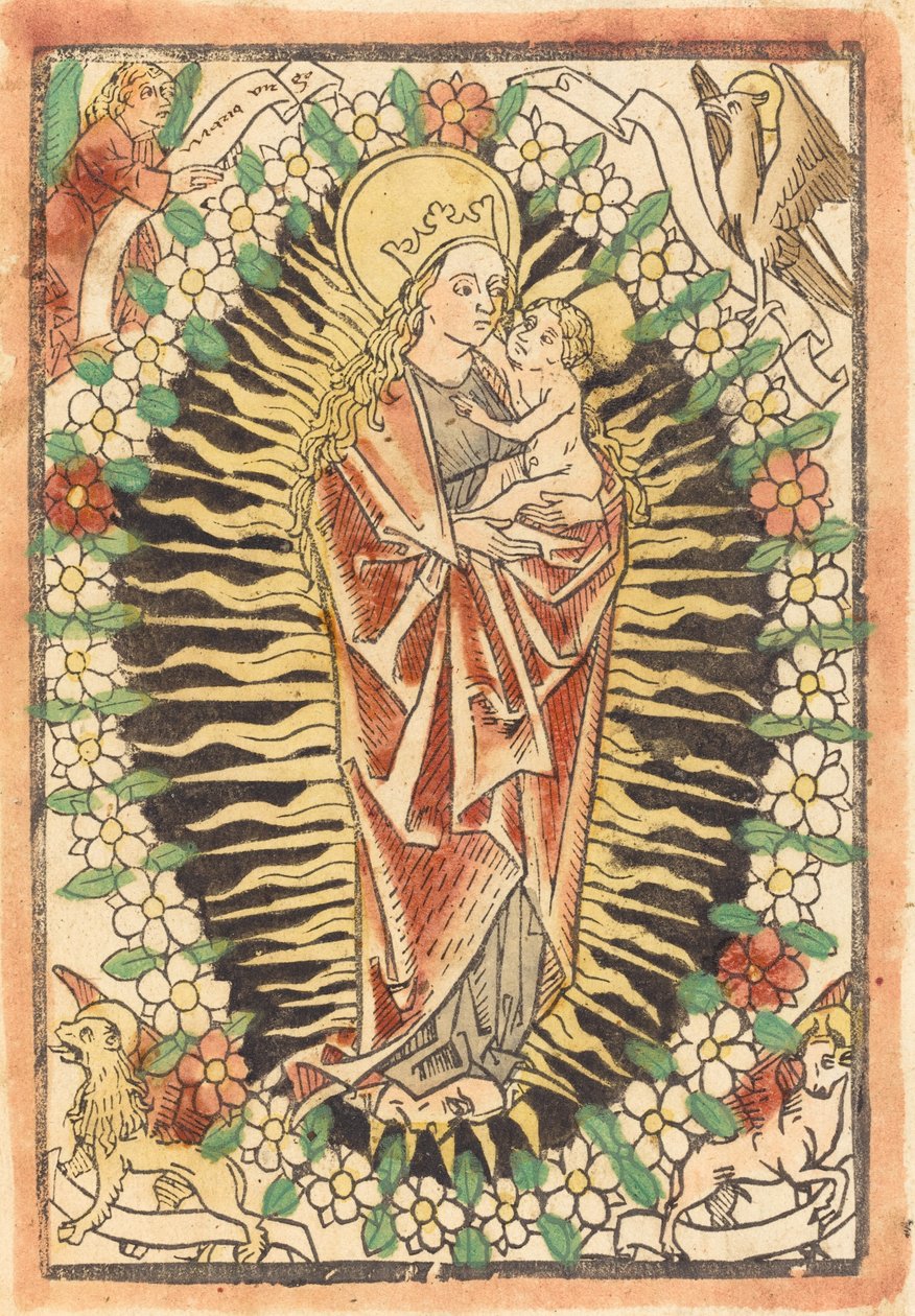 Madonna mit Kind im Rosenkranz von German 15th Century