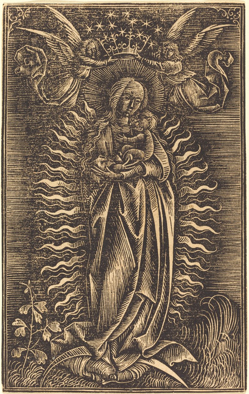 Die Jungfrau von zwei Engeln gekrönt von German 15th Century
