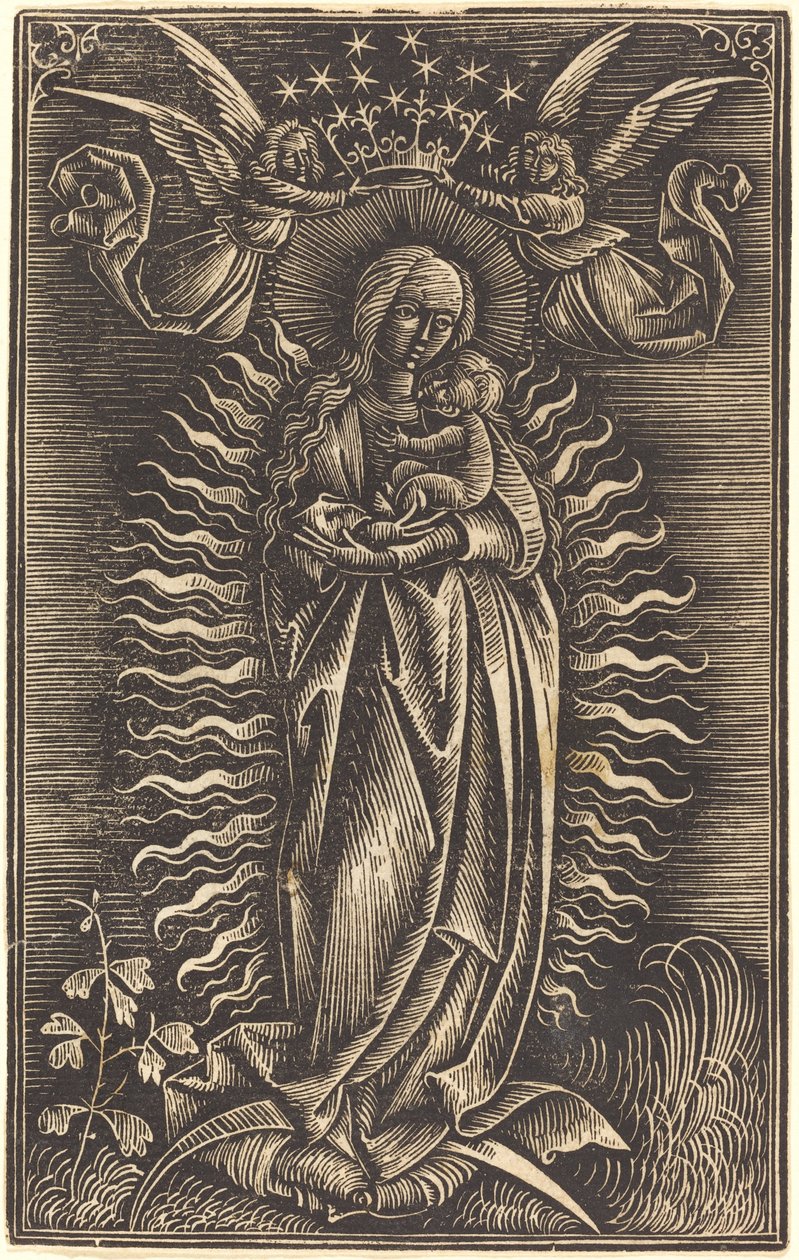 Die Jungfrau von zwei Engeln gekrönt von German 15th Century