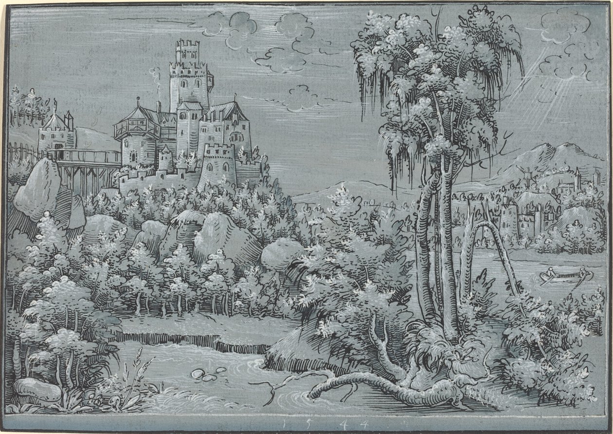 Landschaft mit einem Schloss von German 16th Century