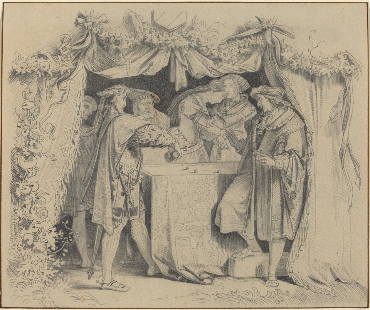 Männer, die Würfel werfen von German 19th Century