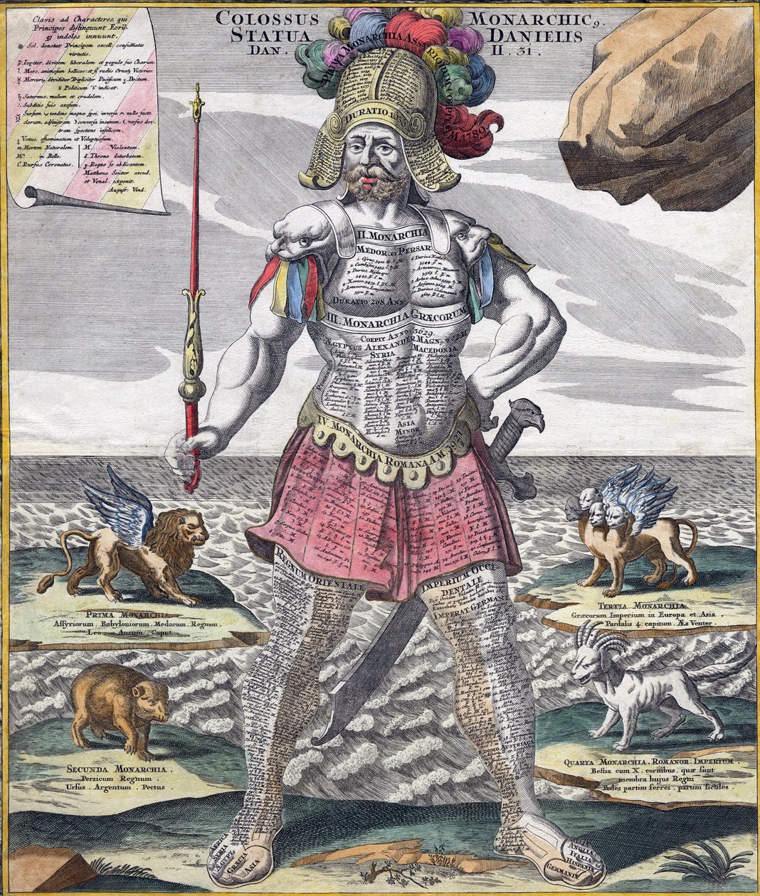 Kolossaler König reitet über sein Reich, ca. 1750 von German School