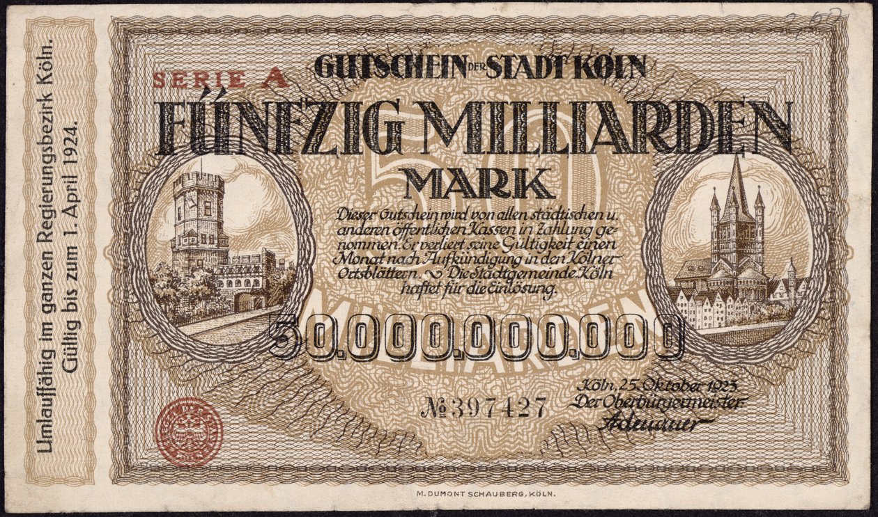 Fünfzig-Milliarden-Mark-Schein, 1923 von German School