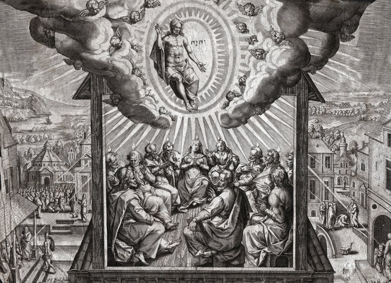 Jesus Christus und die Apostel. (Gravur) von German School