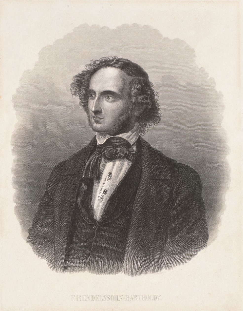 Porträt von Felix Mendelssohn (1809-47) von German School
