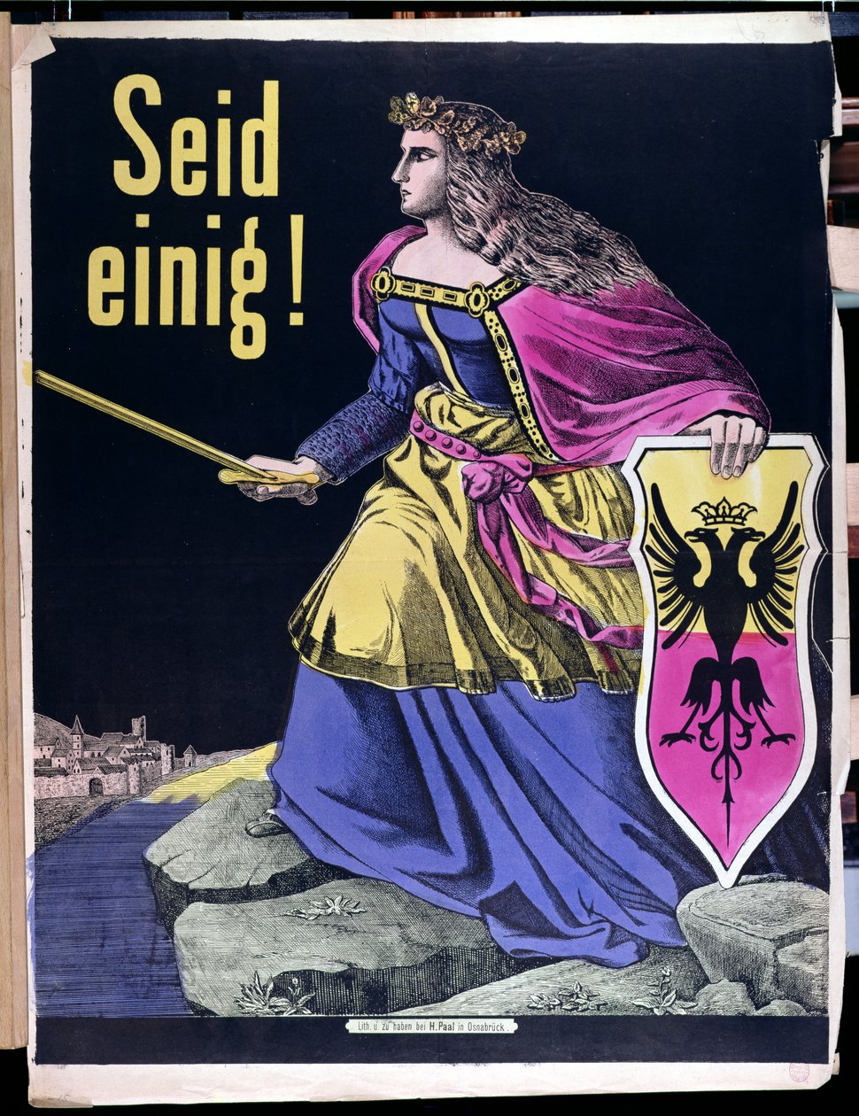 Seid Einig!, Deutsches patriotisches Plakat, ca. 1870 von German School