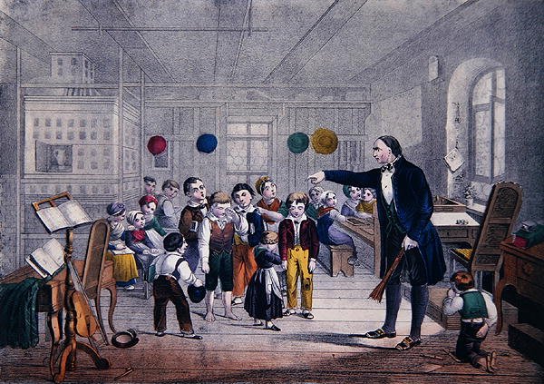 Der Dorfschullehrer, ca. 1850 von German School