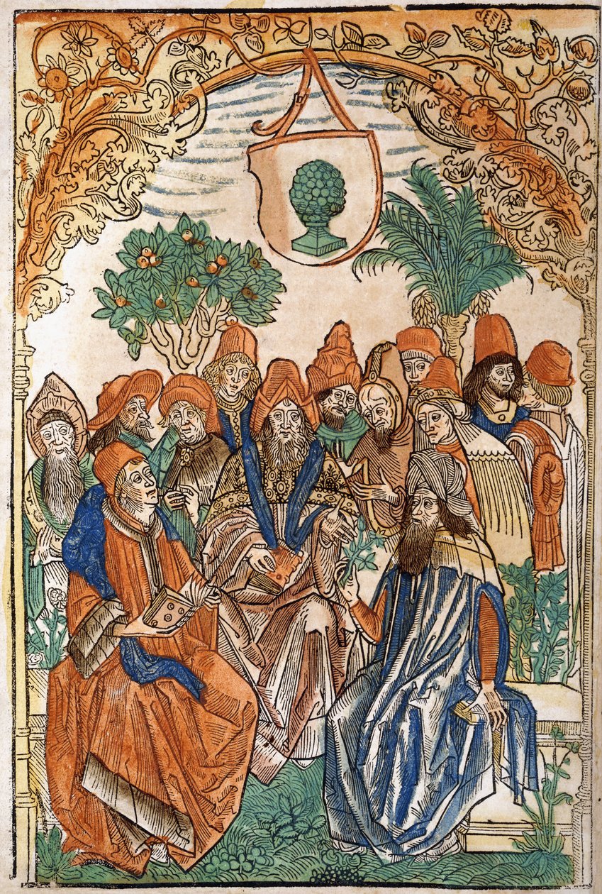 Dreizehn Gelehrte in einem Garten, 1485 von German School