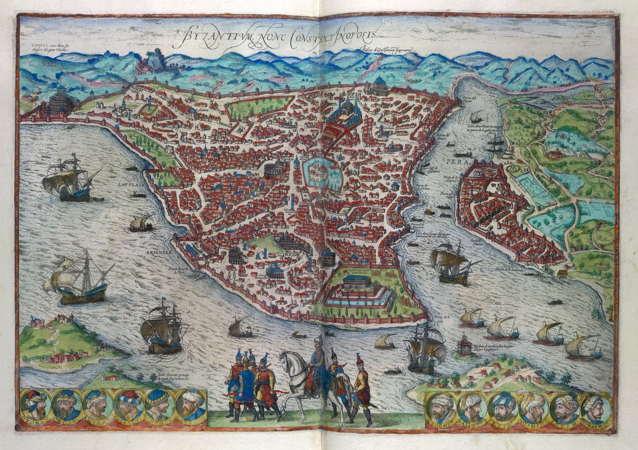 Ansicht von Konstantinopel (kolorierter Stich) von German School