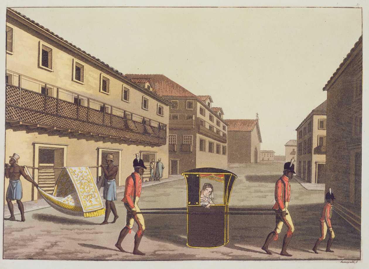 Sänften in der St. Sebastian Straße von Gerolamo Fumagalli