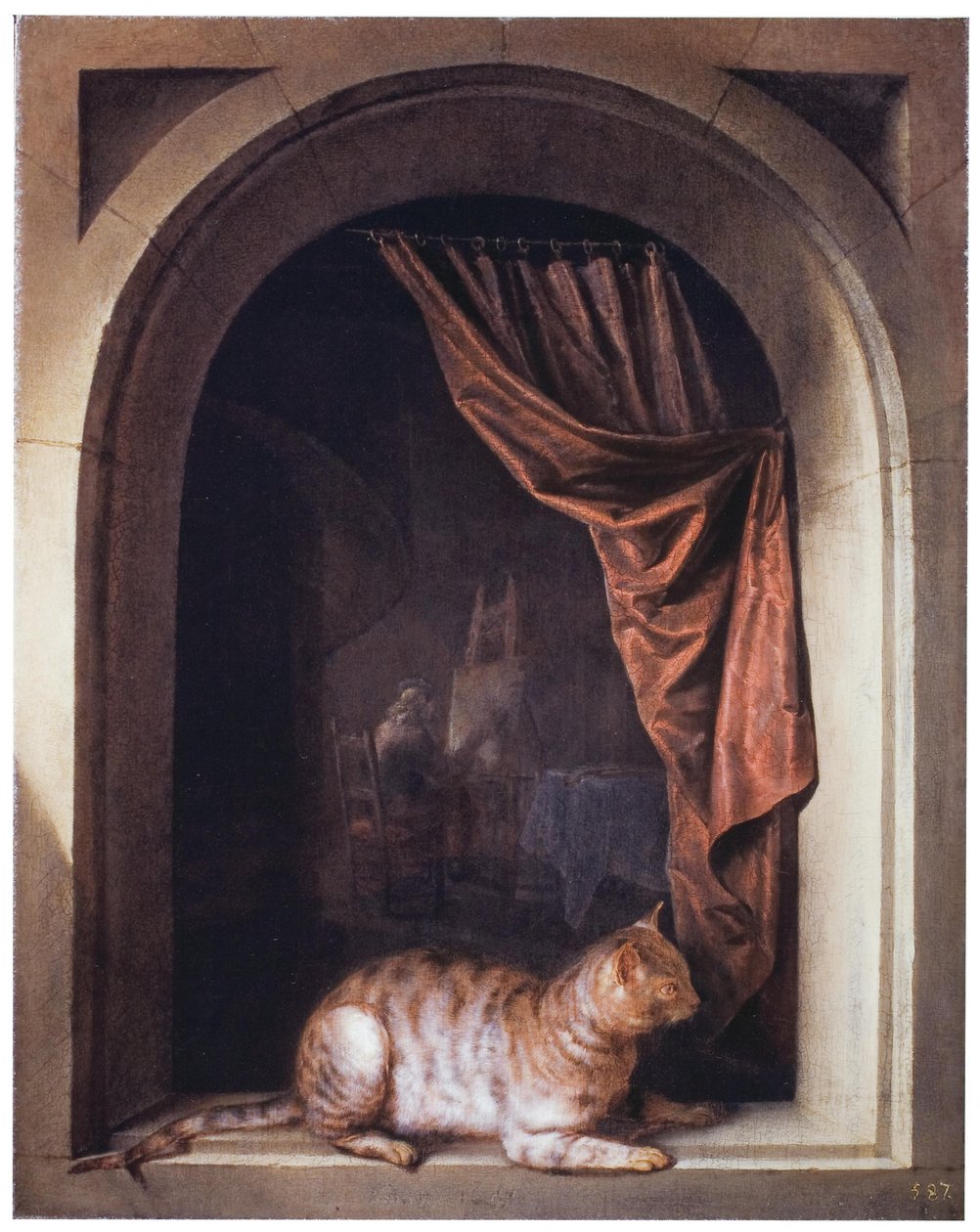 Katze auf einem Sims von Gerrit Dou