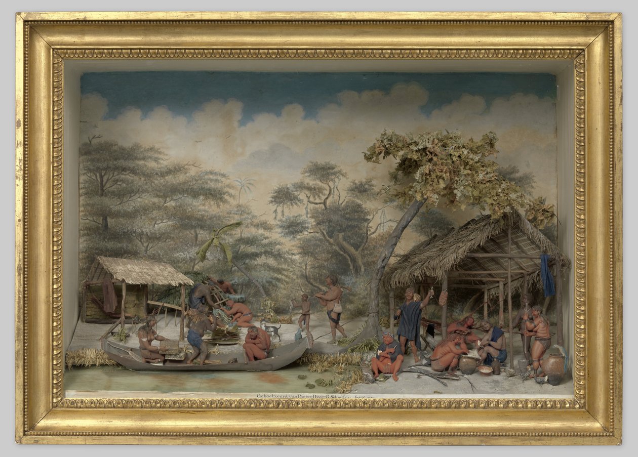 Diorama eines Karibenlagers von Gerrit Schouten