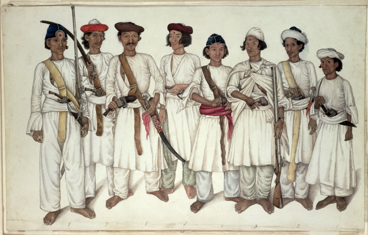 Acht Gurkhas, 1815 von Ghulam Ali Khan