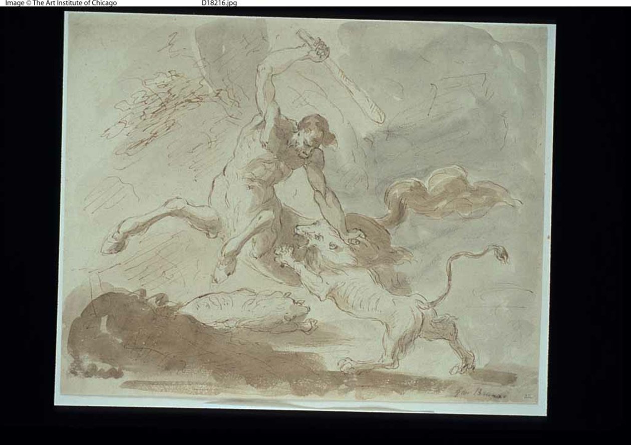 Zentaur kämpft mit Löwe von Giacinto Brandi