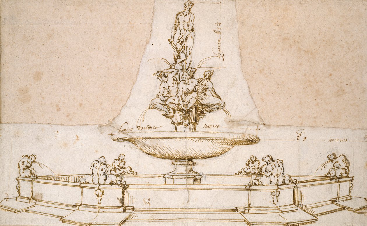 Entwurf für einen Brunnen, Ende des 16. Jahrhunderts von Giambologna